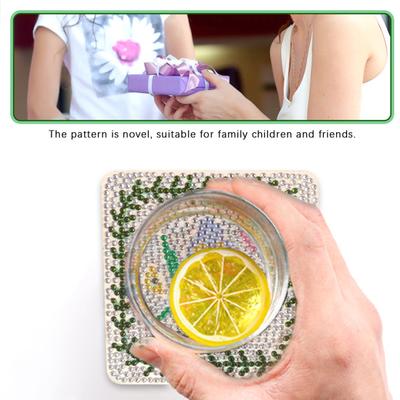 1 Set Diamond Painting Coaster Kit Easy To Use DIY Craft Floral Pattern Coaster for Kitchen Home Decoration