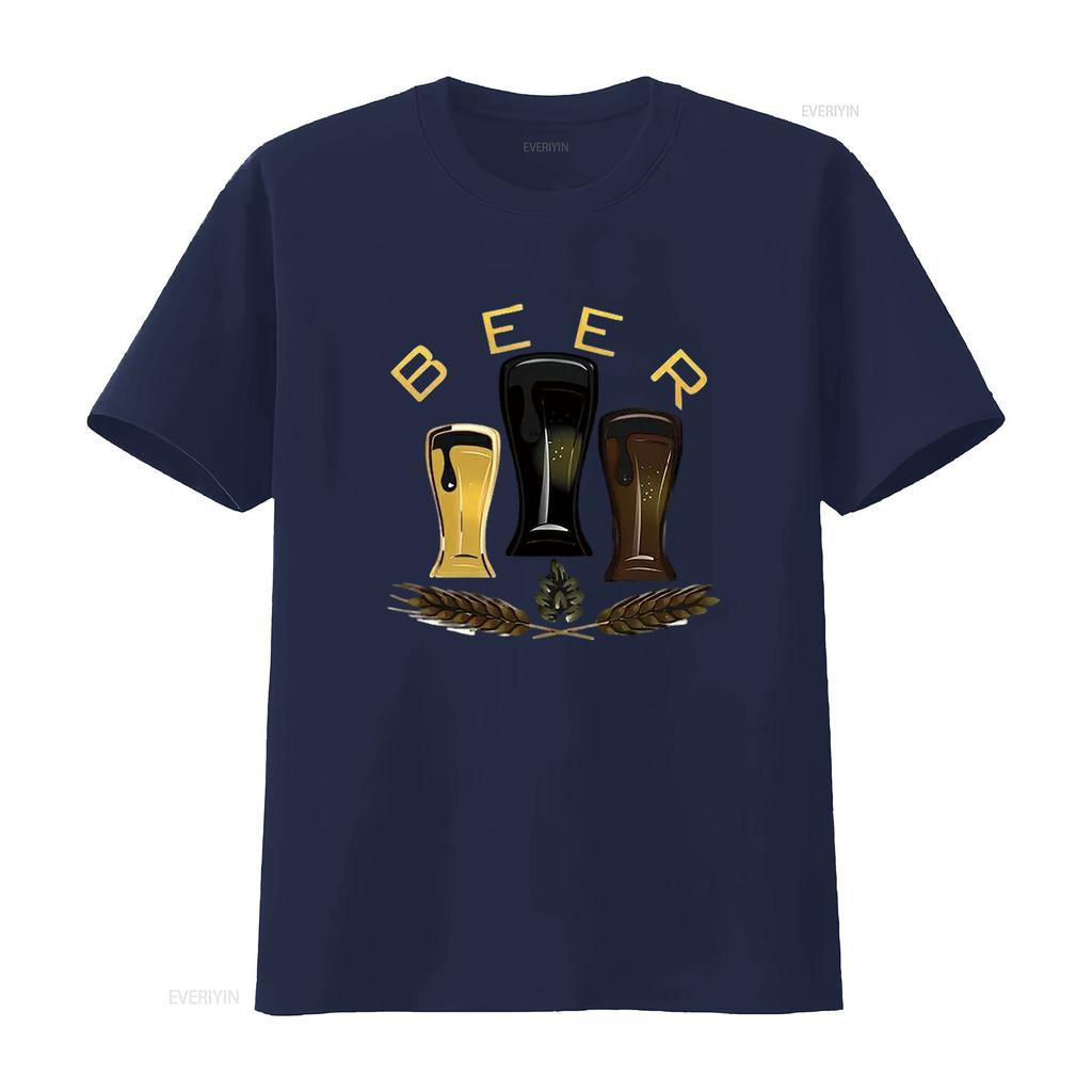 Herren BIER Rundhals T-Shirt Schwarz 3XL Vintage Gewaschen Designer Kleidung Unisex Leicht Stilvoll Mode homme Atmungsaktiv