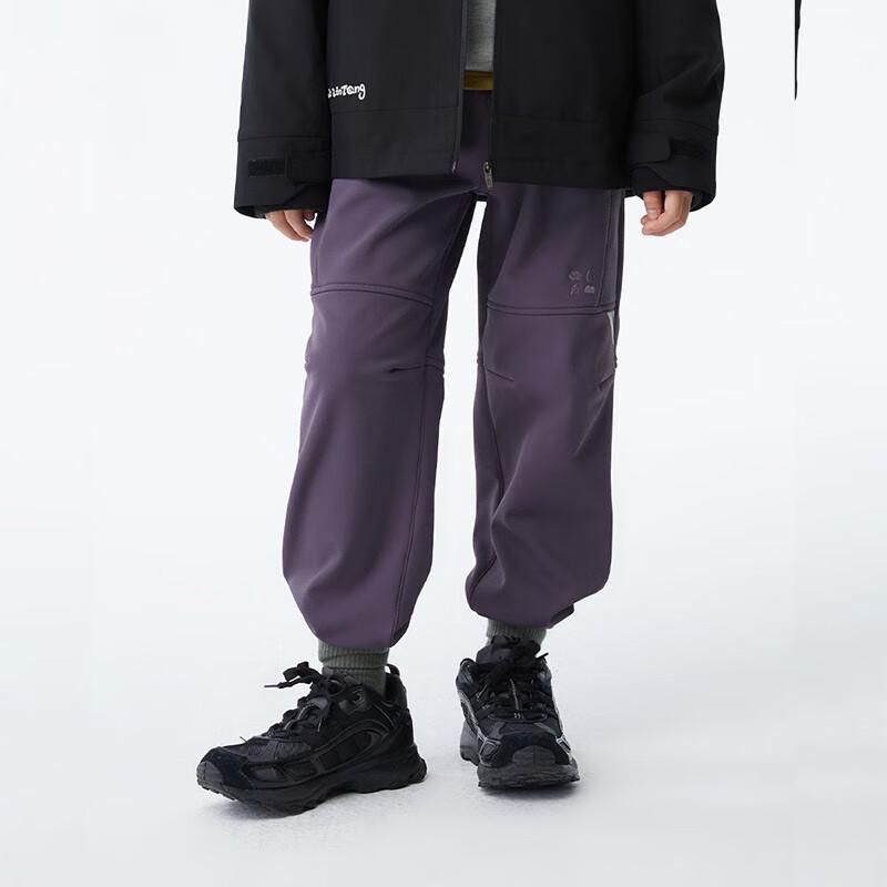 Forest Tang Double-Layer Plush Kids Soft Shell Sports Pants 170