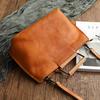 Johnature Handmade Cow Leather Women Bag Simple Retro Handbag Large Capacity Solid Color Shoulder Bags