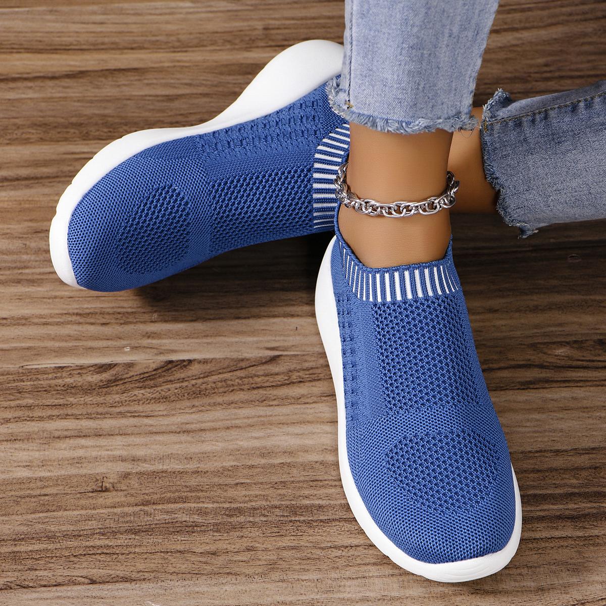 модные сетчатые дышащие вязаные кроссовки женские легкие нескользящие женские кроссовки — фото 6