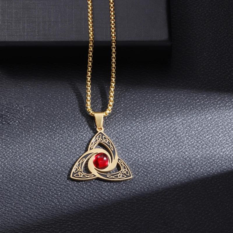 Silver Stainless Steel Witch Knot Pendant Necklace Celtic Knot Lucky Jewelry Christmas Gift for Friends Family
