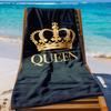1pc Microfiber Beach Towel, Soft, Lightweight, And Easy to Carry, Featuring a Golden Crown with The Word 'Queen'