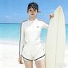 Women's Student-Style Sports Swimwear Slimming Modest Two-Piece Long-Sleeved UV-Protective Boxer-Cut Hot Spring Swimwear