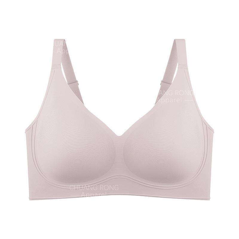 

No steel ring underwear women s small breasts gather v-neck bra anti-sagging comfortable jelly soft support sub-breasts large size bra S серый