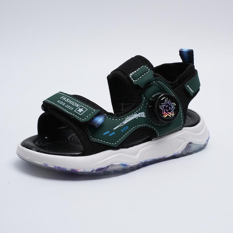 

Boys Rotating Buckle Open Toe Summer Sandals Non Slip Thick Sole Casual Beach Shoes 27 зелёный