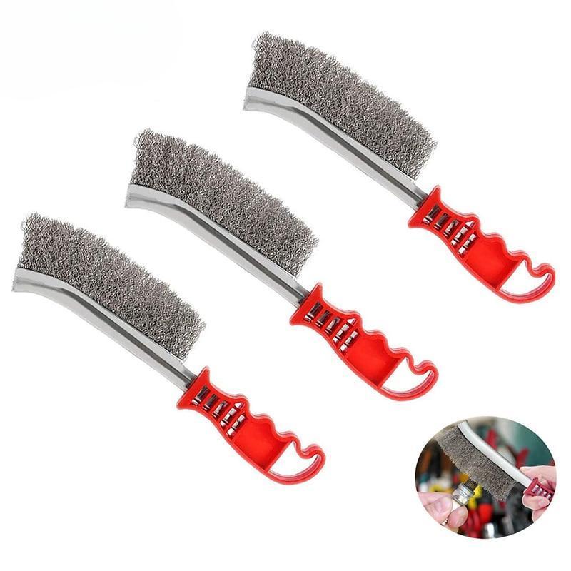 Scratch Brushes with Ergonomic Plastic Handles for BBQ Grill Cleaning and Rust Removal