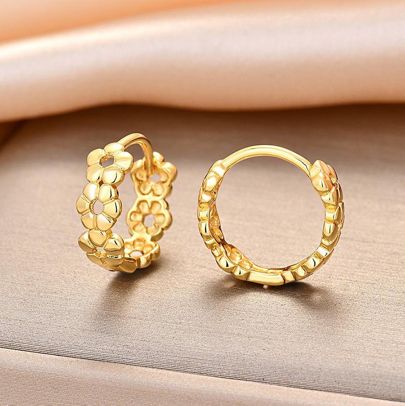 Creative French Chrysanthemum Hollowed Ring Earrings - Unique, Simple & Fresh Design