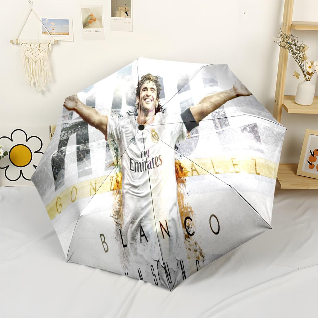 Football Player Action Automatic Umbrella with 8-Rib Compact Design All-Season Travel Elegant Umbrella Best for Christmas