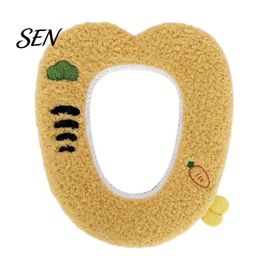 Universal Fit Toilet Seat Covers Plush Cartoon Mat, Soft Thickened Washable Bathroom Pad Winter with Handle, Warm Skin-Friendly Adhesive Cushion