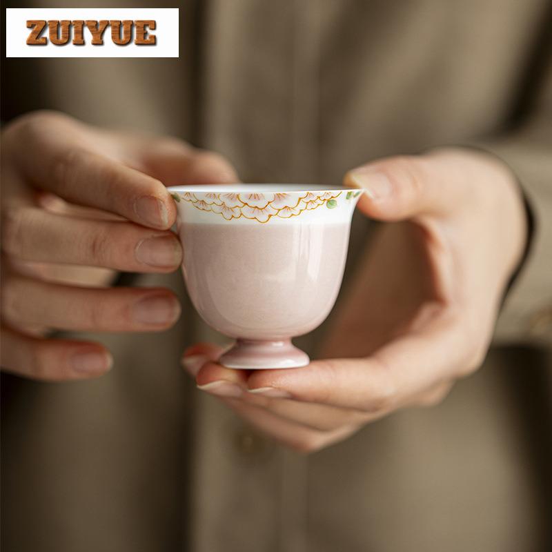 60ml Hand-painted Lace Jade Mud Teacup Elegant Tea Bowl Single Cups Tea-tasting Personal Cup Jianzhan Master Cups Drinkware Gift