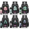 2 Stück/Set Anime Hatsune Miku Aufdruck Rucksack Große Kapazität Schultasche mit 750 ml Wasserflaschenhalter Laptop Schüler Junge Mädchen Große Kapazität Wasserdicht Schultasche