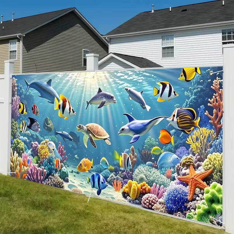 

2D Underwater Sea Life Tapestry, Aquarium & Ocean Theme Wall Decor 47.2x31.5inch/120*80cm
