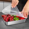 Plate Stainless Steel Food Container with Cover Thick Tray Large Capacity for Vegetables Fruits Fresh Meat Kitchen Organizer