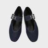 Fashion Denim Blue Flat Ballet Flats Women Fashion Metal Buckle Strap Design Flats Shoes Light Breathable Mary Jane Shoe Designer Shoes