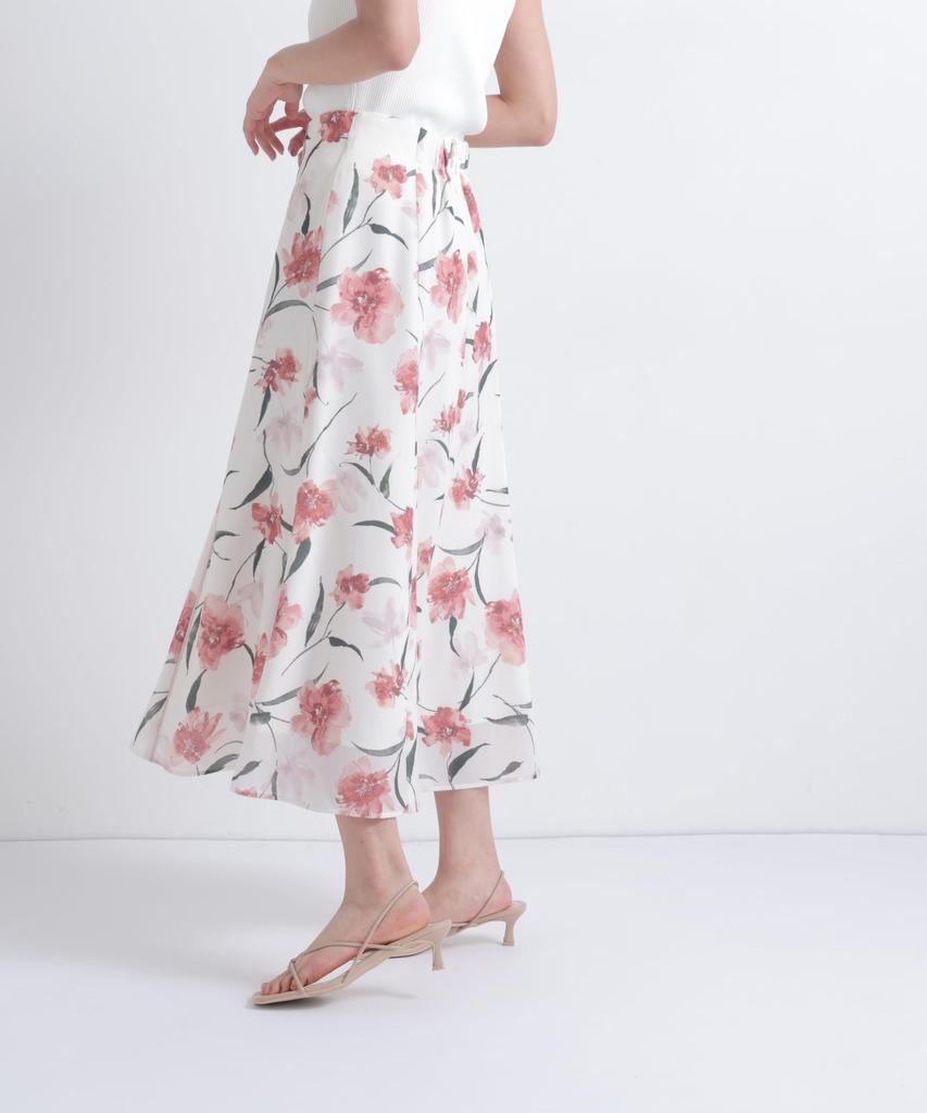 BEAUTY Flower Print Skirt [NATURAL BASIC] [Beige/Size M]