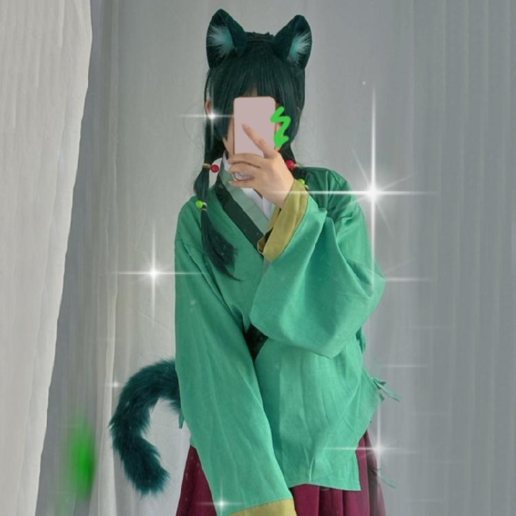 Animal Cosplay Costumes Cats Ears Foxes Tail Plush Fuzzy Animal Ears Hairhoop Foxes Tail Halloween Dress Up Party Props