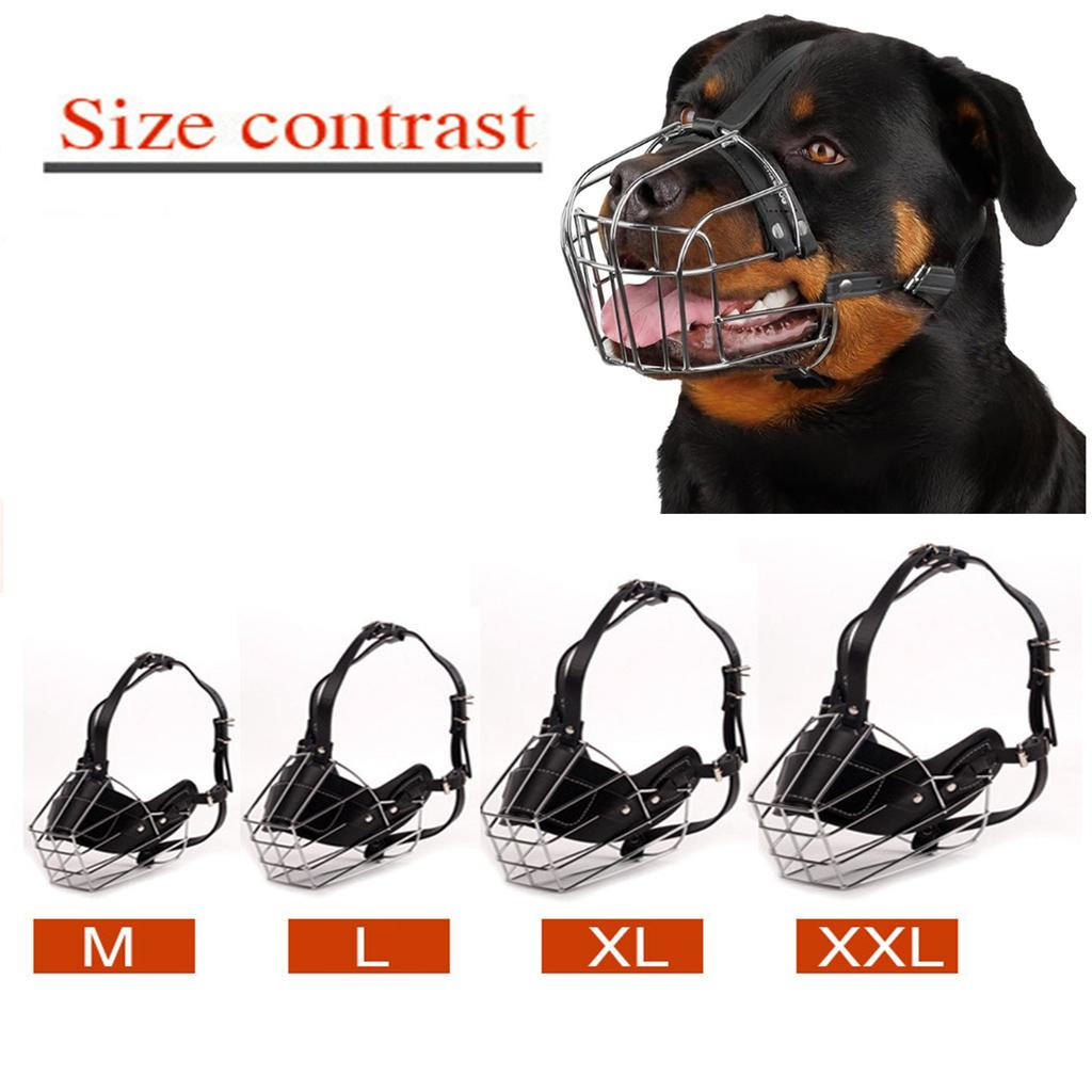 Dog Muzzle Adjustable Robust PVC/metal Wire Basket For Large And Very Large Dogs With Leather Straps Breathable, Training,