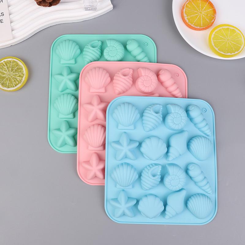 16 Cavity Shell Conch Starfish And Other Shaped Silicone Molds Diy Candy Mousse Pastry Pudding Chocolate Cake Baking Mold