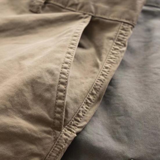 Men Cargo Pants Loose Button Zipper Closure Solid Color High Street Style Straight Leg Pockets Streetwear