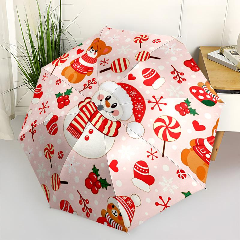 

1pc Christmas ornaments Automatic Folding Umbrella - Portable Collapsible Design, 8-Rib Iron Frame, Durable Fabric yy251125010