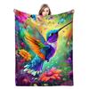 Hummingbird Series digital-printed polyester Bedroom velvet flannel cover blanket Fleece soft sofa cover blankets for beds