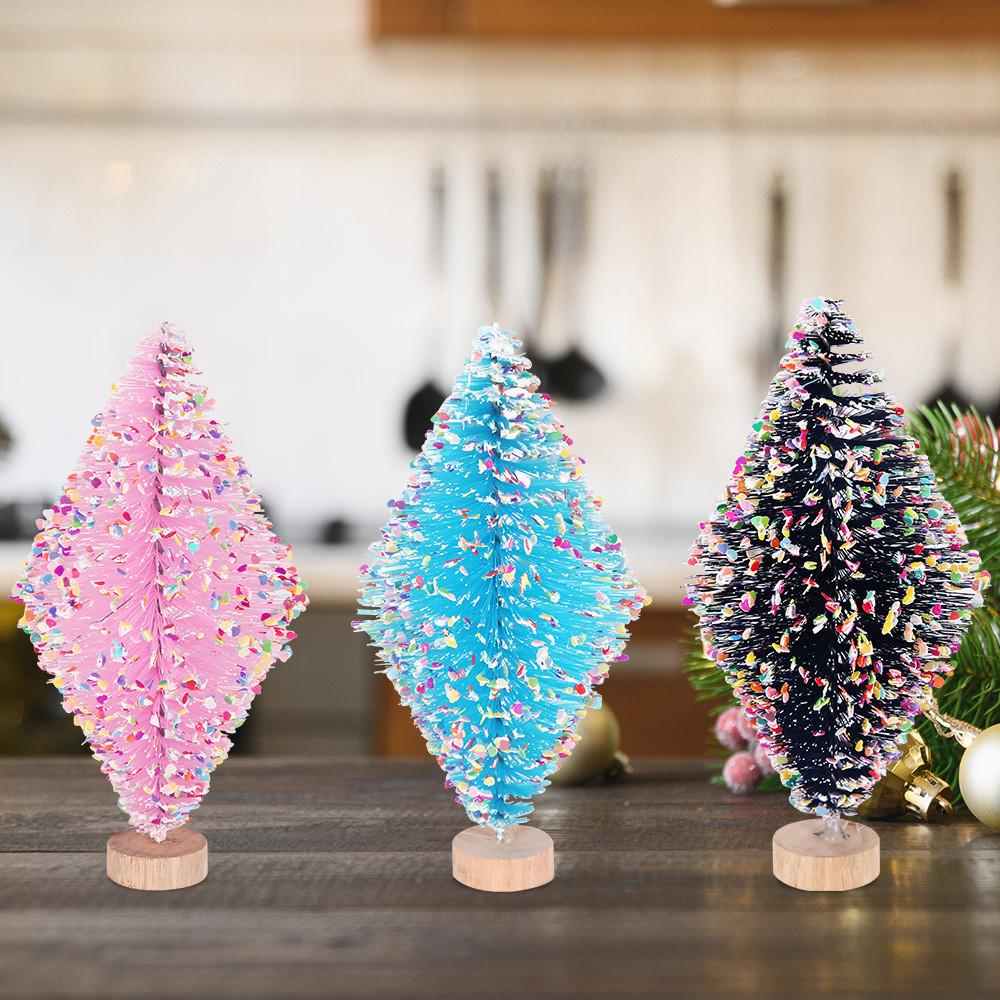 Mini Colorful Heart Sequin Pine Needle Christmas Tree For Festive Holiday Decoration