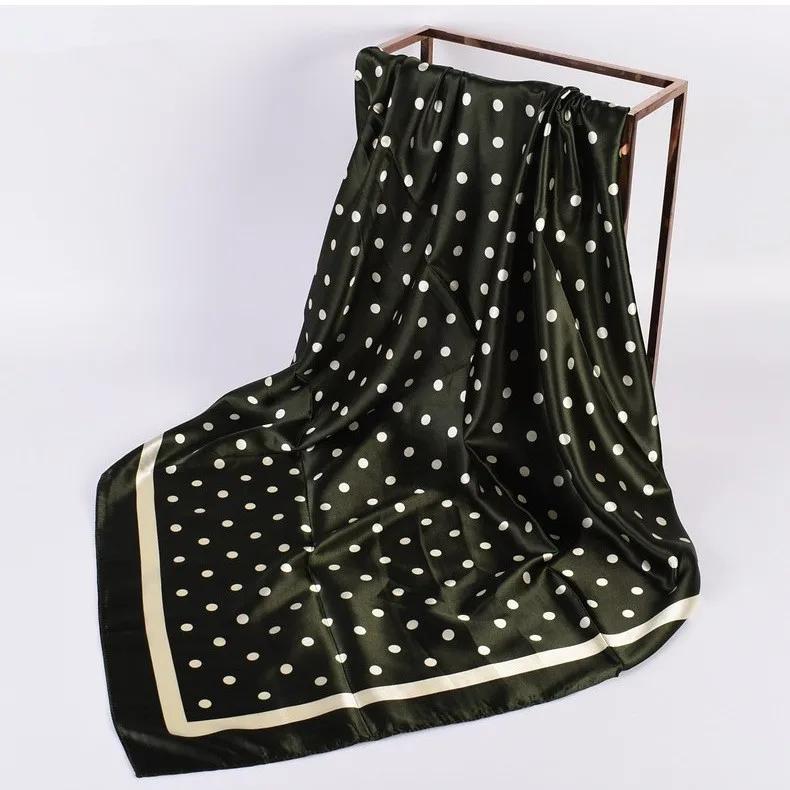 Head Scarf Women Luxury  90X90Cm Silk Square Scarf Satin Bandana Cheveux Soft Neckerchief Hijab Hair Scarves For Ladies