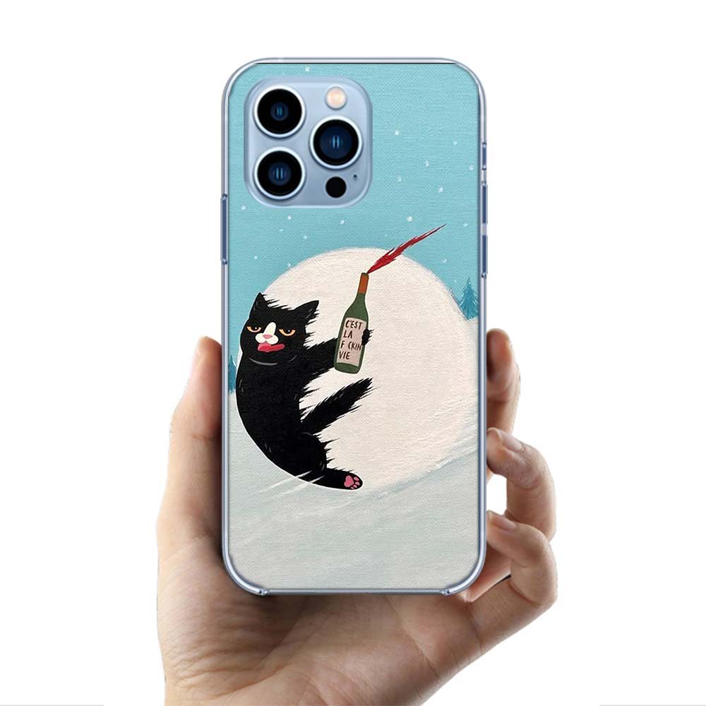 

Cute Cat Funny Wine Art Cases Phone Case For Iphone 17E 16E 17 Air 16 Pro Max 15 Pro 14 Plus 11 13 12 Mini Cover Cases Compatibl iPhone 15 Pro Max