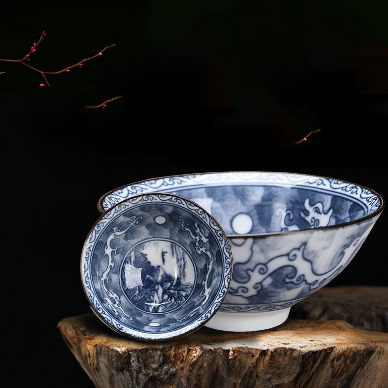 Čínský modrobílý porcelánový šálek na čaj Ručně malovaná čajová souprava Malá čajová miska Šálky na květinový čaj Čajové příslušenství Nápojové sklo Velkoobchod