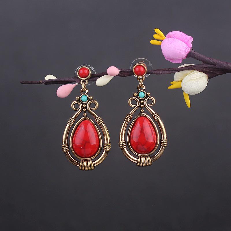 Bohemian Turquoise Owl Dream Catcher Tassel Earrings for Women