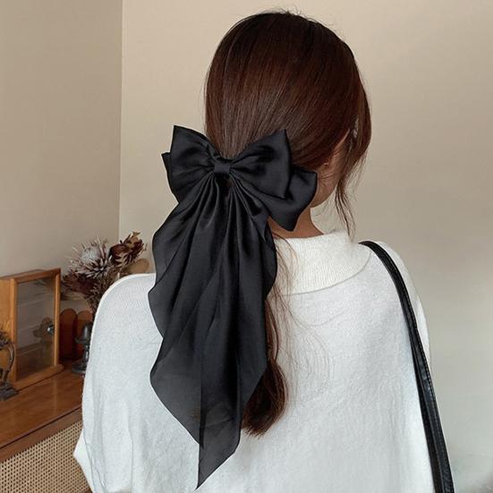 Hairpin Bright Color Large Bow Decor Hair Clip Women Lightweight Hair Accessories Daily Party Wedding Use