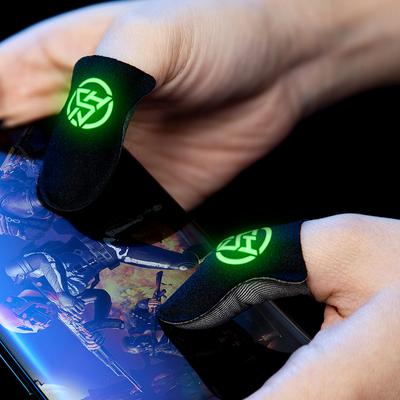 1 pora PUBG žaidimų pirštinių dangteliai šviečiančiais galiukais, neslystantys, pralaidūs orui pirštų dangteliai, nykščio pirštinės mobiliesiems žaidimams