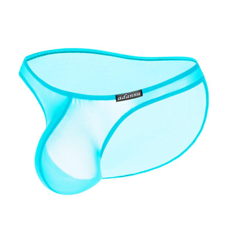 Men Erotic Clothing Men Bikini Briefs Transparent Gay Sexy Underwear Soft Ice Silk Low Waist Mens Panties Breathable Quick Drying Sports Brief AD782