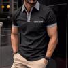 Men's Short Sleeve Color Block Polo Shirt - European & American Summer Style