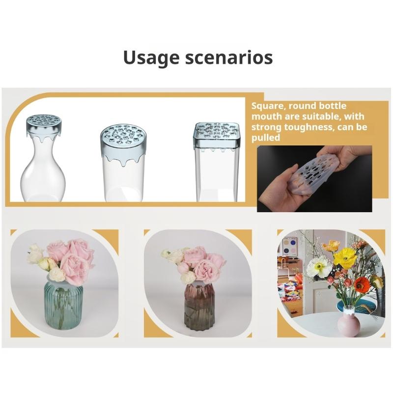 Silicone Grid Insert Flexible Floral Stem Holder For Floral Arrangements And Makeup Brush Storage