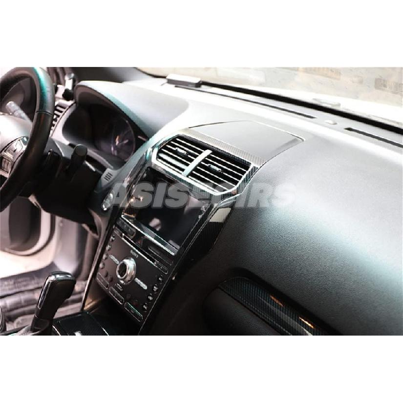 Carbon Fiber Look Interior Center Console GPS Navigation Panel Air Vent Outlet Trim Cover for Ford Explorer 2016-2019 ABS Plastic AC Panel Trim