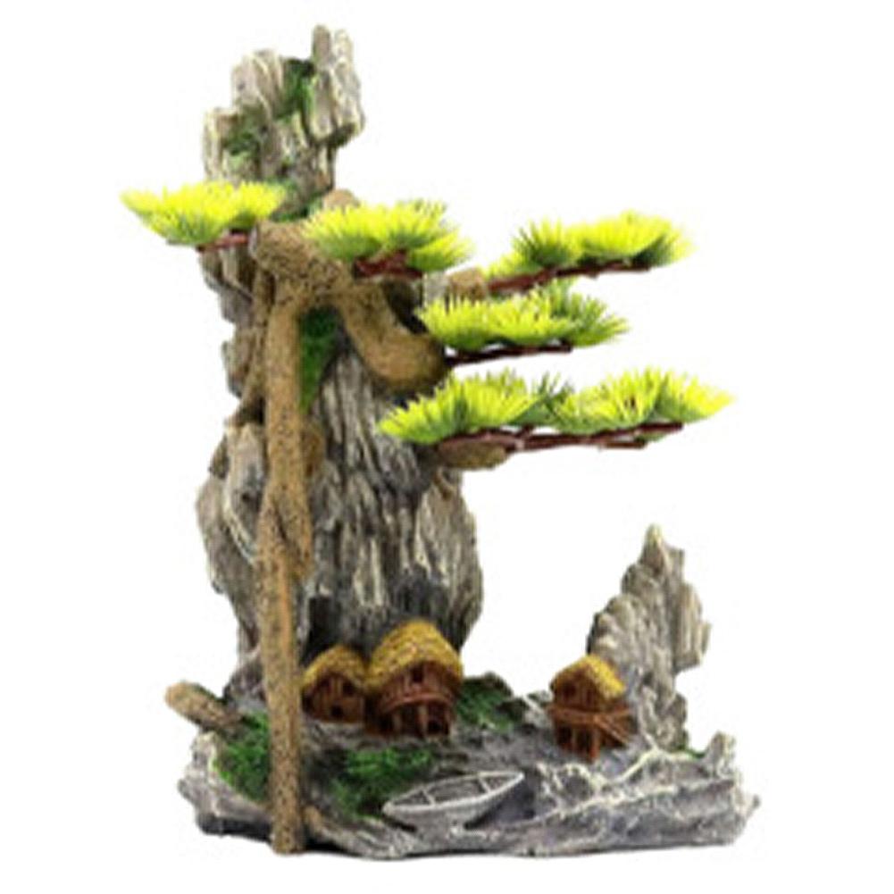 Aquarium Decoration Aquarium Mountain Tree View Stone Ornaments Betta Cave Landscape Tree Stump Trunk Hollow House Cave Fish Tank Decorations