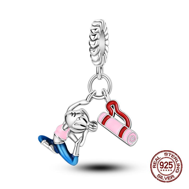 New Copper Basketball Football Yoga Sports Series Charms Beads Fit Pandach Original Bracelets Diy Jewelry Birthday Gift