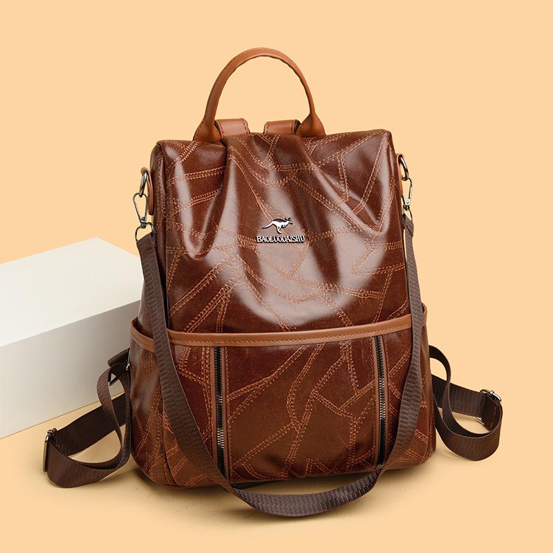 Korean Style Retro Women's Large Capacity Lightweight Backpack for Commuting and Students