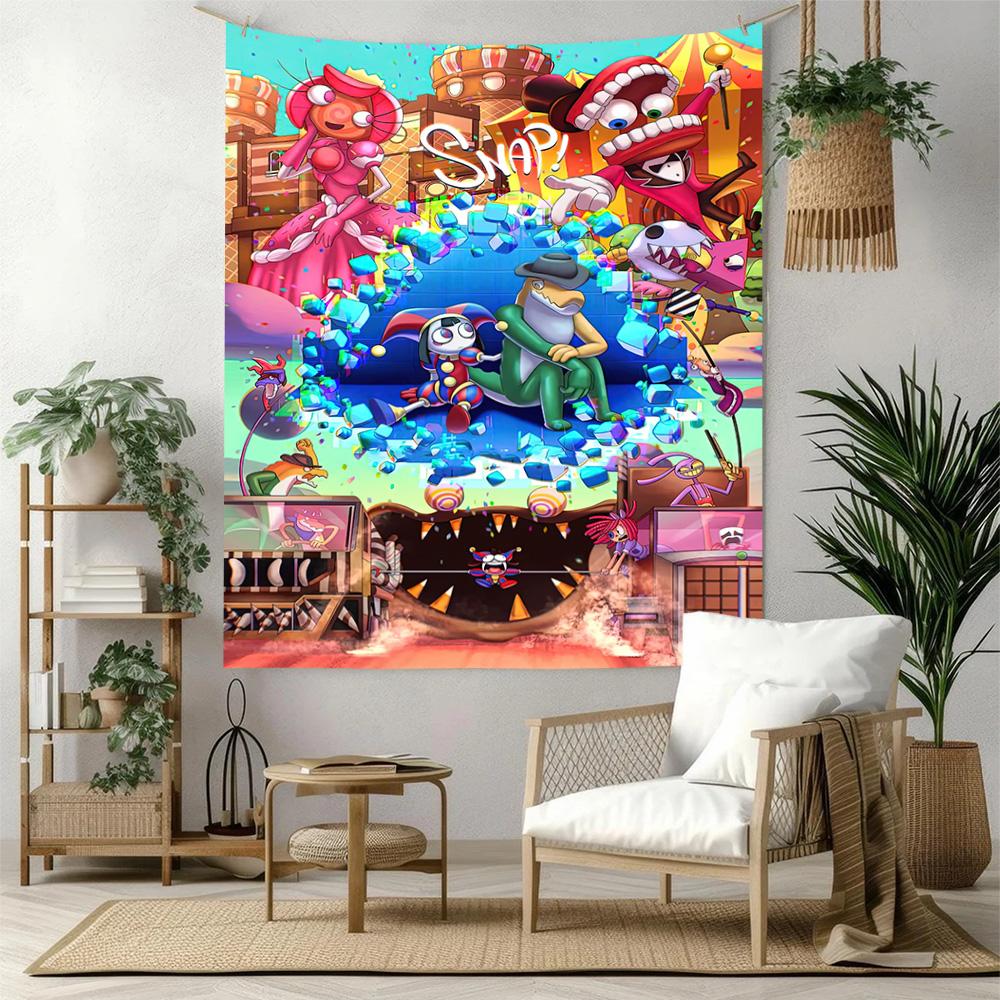 Digital Circus Game Wall Decor Tapestry Art For Pet Memorial Birthdaywedding Party Backdrop Family Gift