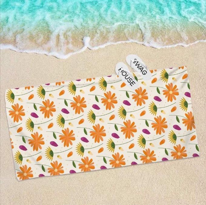 Vibrant Tropical Print Bath Towel - Soft Absorbent Towel for Family & Travel, Colorful Beach Design for Summer Fun
