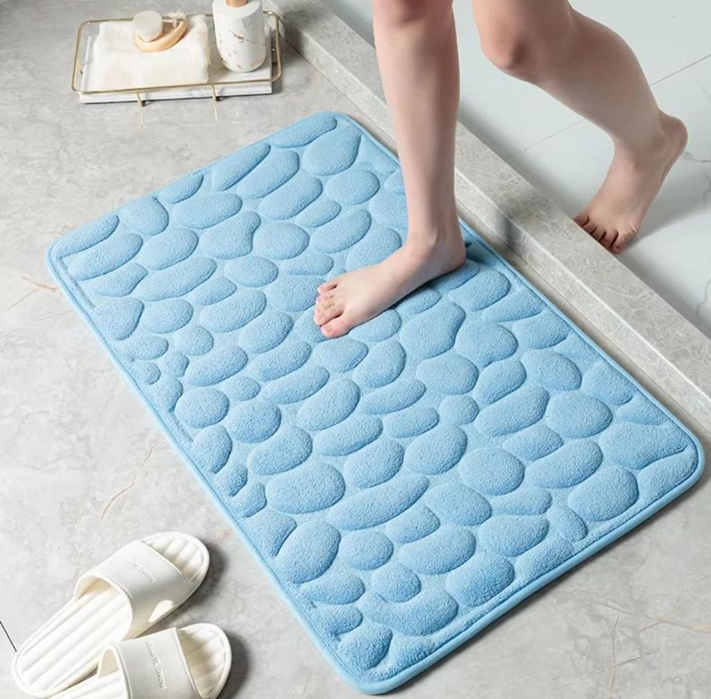 Tappeti Mat Antiscivolo Ciottoli Goffrati Bagno Vasca da Bagno Lato Lavabo Tappetino Pavimento Cabina Doccia Zerbino Memory Foam