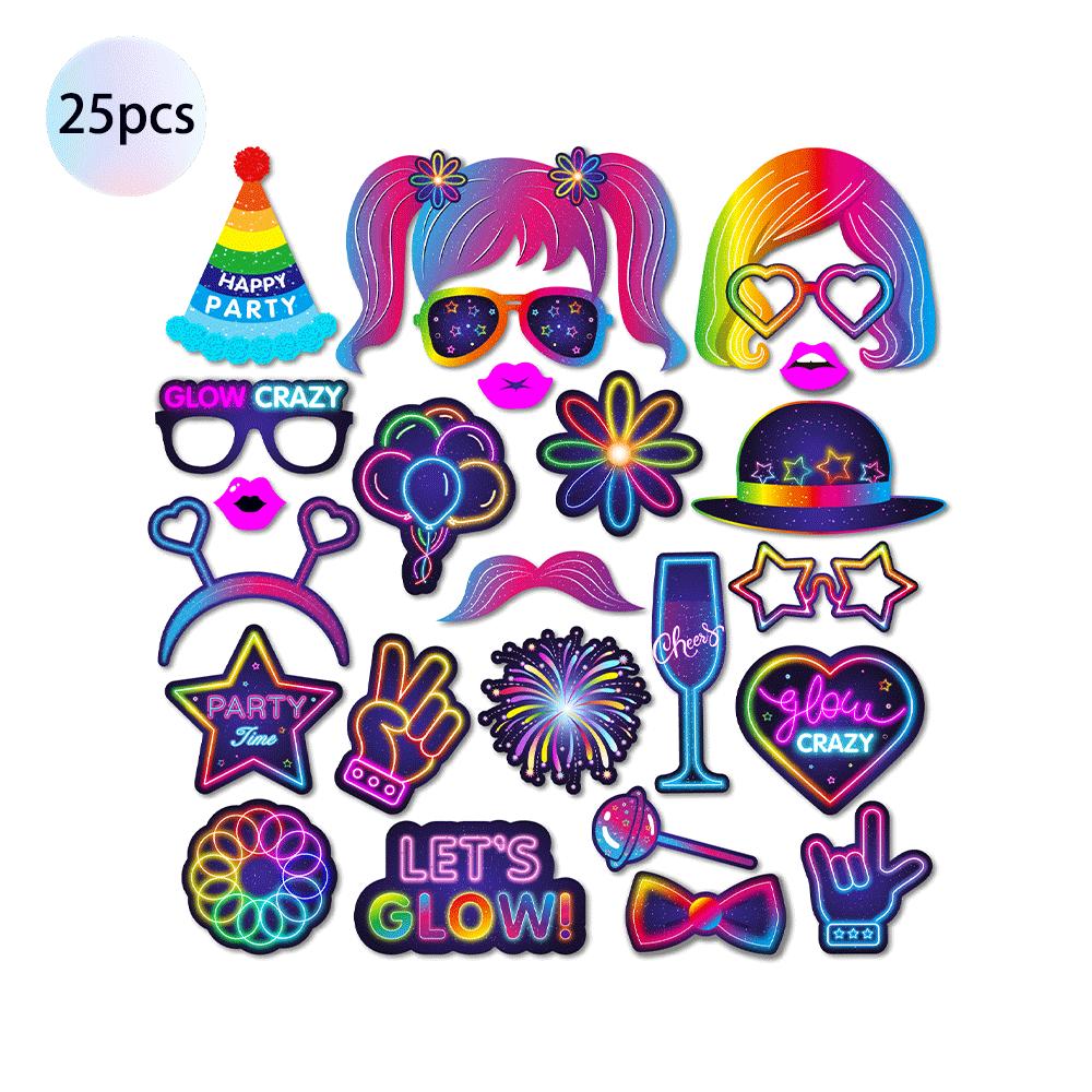 Glow In the Dark Party Supplies Neon Blacklight Tableware Set Happy Birthday Banner Balloons Neon Glow Party Retro Disco Decor
