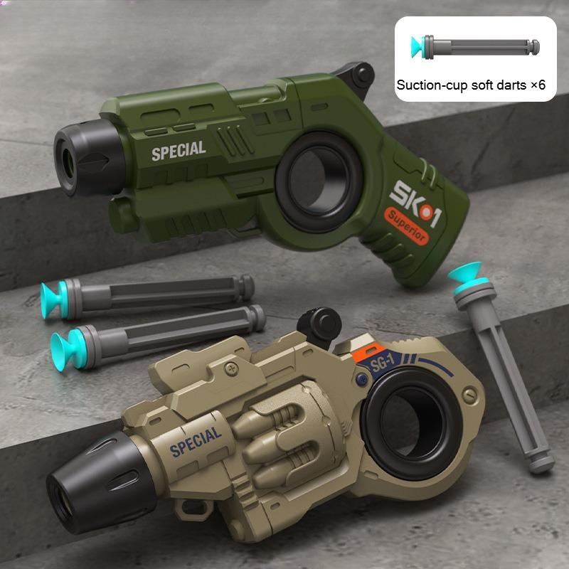 EDC Fidget Launcher Mini Blaster 2-Pack with Spinner Ring Includes 6 Suction Darts Stress Relief Toy Gift for Boys Teens