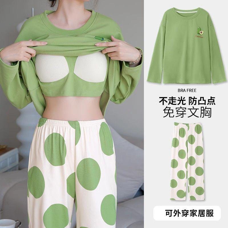 

Весенне-осенняя пижама женская с длинными рукавами в стиле инс, мультяшная, милая и свободная, зимний цельный большой комплект, домашняя одежда M