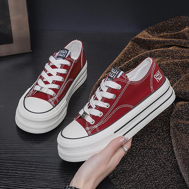 

Canvas shoes women s spring and summer new niche platform white shoes versatile casual board shoes 40 бордовый