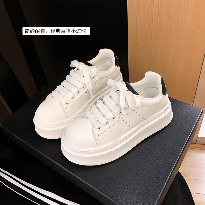 Grape mother autumn new classic round head thick sole heightening lace-up little white shoes college style versatile board shoes women