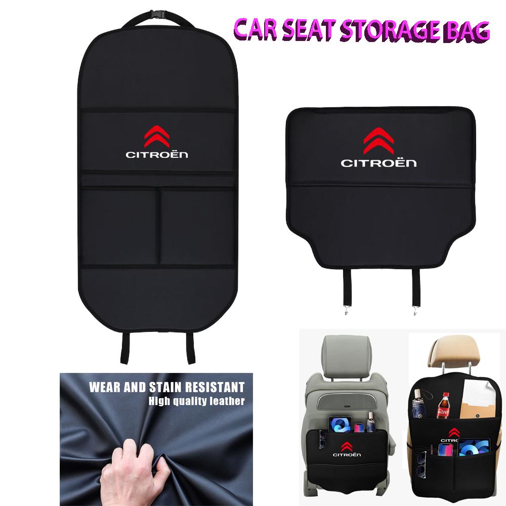1pc PU Leather Car Seat back Organizer Hanging Backseat Storage Bag For Citroen C1 C3 C5 C2 Berlingo Celysee Cactus Accessories