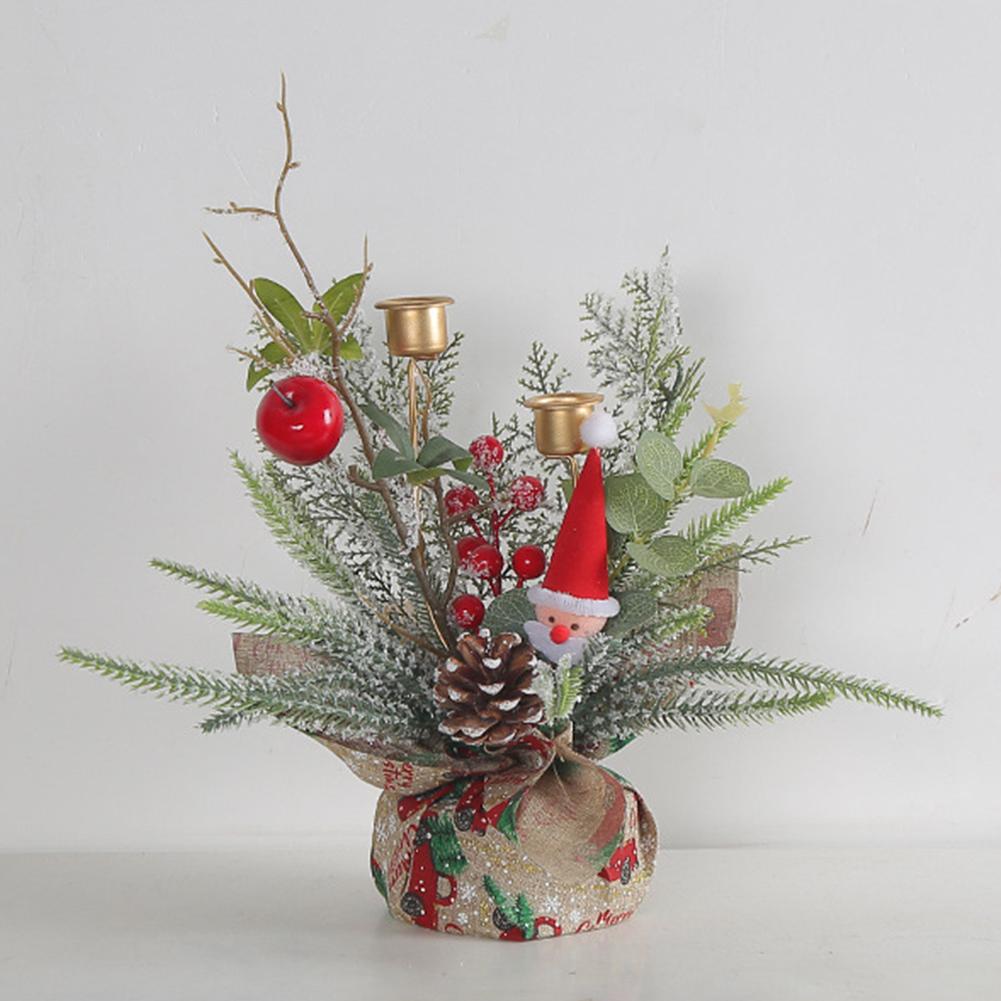 Jul Lång Ljusstake Metall Kreativ Ljusstativ Festivaltema för Festbordsdekoration